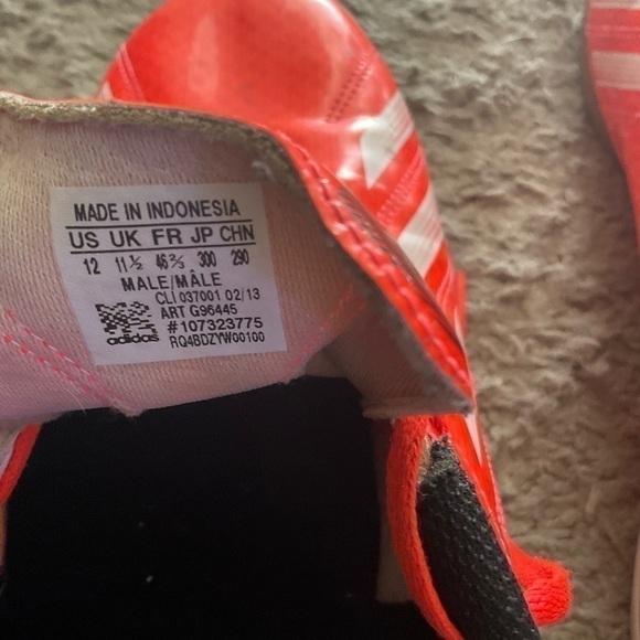 Adidas Mens Size 12 RF10 IN G96445 Orange Black Indoor Soccer Shoes - Picture 6 of 7